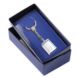 Llavero de Cristal Rectangular de 20x30 mm, Transparente con Borde Azul, Regalo Promocional - Product Image 3