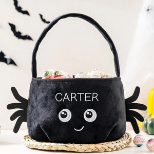 Cesta de dulces de araña con nombre bordado para niños, cubo de peluche de araña para Halloween, para recoger dulces o retoques - Product Image 3
