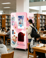 Kiosque commercial entièrement automatique pour la vente de crème glacée, avec unité de réfrigération intégrée, coque extérieure personnalisée, crème glacée molle intelligente