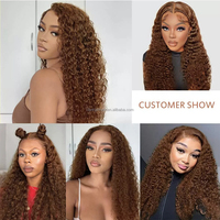 CLJhair Cheveux Brésiliens 100% Vierges 5x7 pour Perruques Lace Front Ondulées 4x4 Effet Vague d'Eau Dentelle Transparente Pré-coupée Densité 250% Longueur Longue