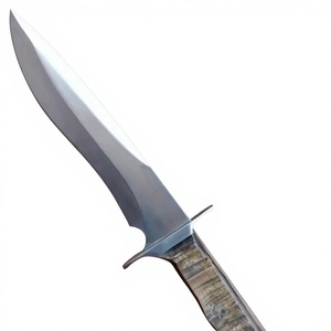 Cuchillo de Caza Hecho a Mano de Acero Inoxidable de Grado Industrial con Mango de Cuerno de Carnero y Funda de Cuero para Acampar al Aire Libre - Product Image 1