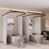 Rideau de séparation pour salon de beauté en forme de U, translucide, non transparent, pour centre de soins de santé, nouveau style chinois, avec tringle en tissu