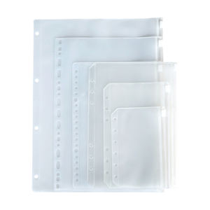 A5/A6/A7磨砂聚氯乙烯拉链锁规划器口袋文件夹6孔透明信封A6活页夹插入现金信封活页 - Product Image 1