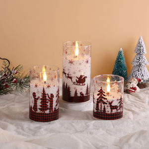 مجموعة هدايا شموع عيد الميلاد الزجاجية من شمع البارافين للديكور المنزلي من ماتي، شموع <span class=keywords><strong>LED</strong></span> بدون لهب لعيد الميلاد - Product Image 3