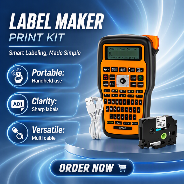 Phomemo E1000 Pro Industrial Label Maker, Handheld Label Machine with QWERTY Keyboard, Laminated Tape Printer for Cable & Wire
