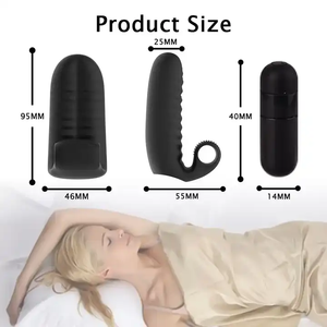 Heiß verkaufendes neues Paar Flirten Massage Vibrations abdeckung Silikon Schwarz Finger abdeckung für Frauen - Product Image 3