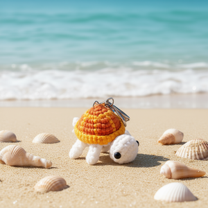 Porte-clés en peluche mini tortue au crochet, animal marin 3D de dessin animé, pendentif doux pour cadeaux, artisanat fait main écologique - Product Image 2