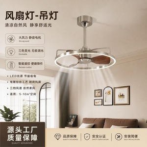 <b>Vintage</b> Style <b>Ceiling</b> Fan <b>Light</b> With Led Ring Copper Motor Smart Control For Bedroom - Product Image 4