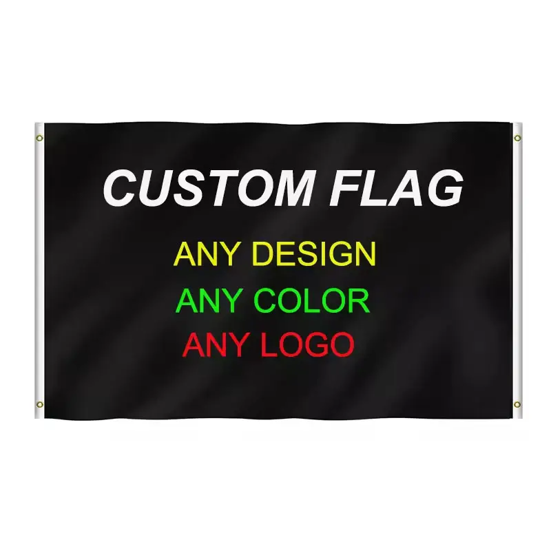 Snelle Levering 3X5 Black Sublimatie Ontwerp Print Logo Kleur Vlaggen Banners Custom Vlag