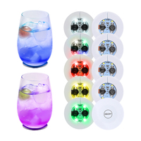 Sous-verre lumineux à LED Petit multicolore rond Sticky Bar Party Glowing Décoration Gadgets Speakeasy Decor Drink Mat Bottle Lights