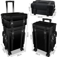 Trolley de Maquillage Professionnel Multi-couches et Multi-fonctions pour Artistes Maquilleurs et Salons de Beauté, avec Poignée Rétractable, pour Cosmétiques, Tatouage et Nail Art