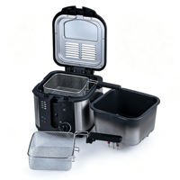 Friteuse Anbolife 2,5 L en acier inoxydable, température réglable, 1500 W, avec réservoir d'huile émaillé, antiadhésive, sans PFAS, OEM ODM