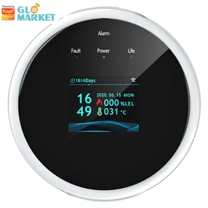 Glomarket Tuya Wifi Led ekran ses uzaktan kumanda gaz kaçak dedektörü ve sıcaklık Alarm sensörü