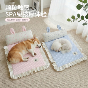 Tapis rafraîchissant rectangulaire pour animaux de compagnie, double surface, pour l'été, pour chien et chat, avec rembourrage en fibres de polyester, lavable à la main - Product Image 4