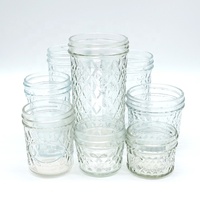 Bouteille en verre transparente à large ouverture avec couvercle, pour miel, confiture, cornichons, caviar, 8 oz et 16 oz, vente en gros d'usine