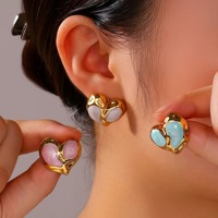 Pendientes de joyería de acero inoxidable en forma de corazón con goteo de aceite irregular de alta moda SongYi
