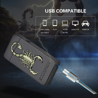 Encendedor de doble arco electrónico al por mayor, encendedor de cigarrillos TIGER PHOENIX SCORPION DRAGON EAGLE con carga USB y animal a prueba de viento