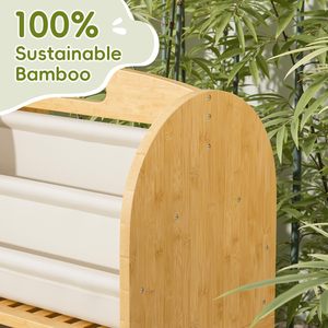 Estantería Infantil Ecológica de Bambú de 3 Niveles con Ruedas Seguras y Cajón de Almacenamiento Grande para Sala de Estar, Estantería Montessori - Product Image 6