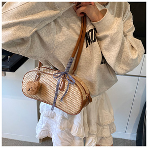 ZPB2898 Sac à main vintage à bandoulière unique pour femme, petit sac carré à texture tissée, nouveau sac fourre-tout décontracté pour les trajets quotidiens, inspiré - Product Image 2