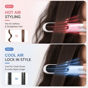 Torlin Nuevo LCD 120-210 ° C 10 ° Cepillo Alisador de Cabello 2 en 1 con Aire Frío y Caliente, Revestimiento Cerámico con Iones Negativos para el Control del Frizz - Product Image 3