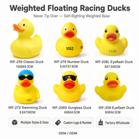 Canards en caoutchouc numérotés avec logo personnalisé, lestés au bas, auto-redressants, jaunes, pour événements de course, vente en gros