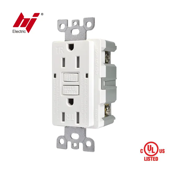 China Factory Direct Sell Self-Test Tamper Resistant GFCI 15 amp 125 Volt Duplex GFCI USA Electrical Receptacle Outlet