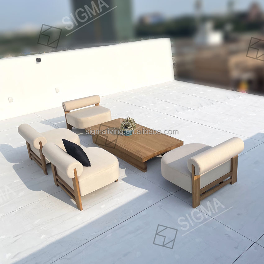 Modern Luxury Teak Solid Wooden Sofa Set Weather-Resistant Outdoor Dining Furniture for Villas Courtyards Apartments-New Design
