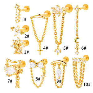 Eresi ขายส่ง ASTM F136 Lip Ring สวยภายในต่างหูกระดูกอ่อนเกลียวเจาะเครื่องประดับไทเทเนียมสำหรับผู้หญิง - Product Image 1