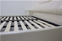 Cadre de lit en métal pliable simple à démonter, sommier en fer avec lattes en bois, support robuste