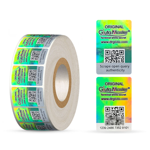 Holographic Nhãn dán nhãn long lanh Holographic kiểm tra VOID holograme trong suốt làm xáo trộn Scratch-off vòng con dấu lá màu xanh lá cây - Product Image 6