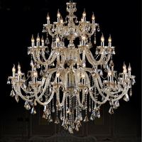 Lustre en cristal moderne de luxe pour hall d'hôtel, lampe suspendue en verre pour salle de banquet, club, villa, long escalier décoratif