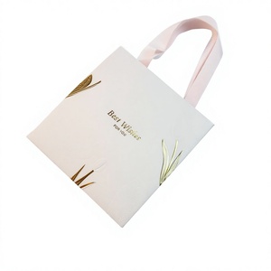 High Quality Exquisite Reusable Gift <b>Bag</b> With Gold Embossing Ribbon Handle Art Paper <b>Craft</b> <b>Bag</b> For Gift Packaging - Product Image 3