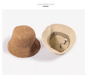 Chapeau de paille souple pliable à petit bord, style pêcheur, en crochet, fait main, mode coréenne d'été pour femme, protection solaire, uni, pour la plage - Product Image 5