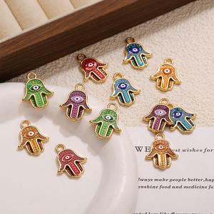 Colgante de Acero Inoxidable con Oro de 18K, Esmalte Colorido, <span class=keywords><strong>Mano</strong></span> de <span class=keywords><strong>Hamsa</strong></span>, <span class=keywords><strong>Mano</strong></span> de Fátima, Amuleto de Protección contra el Mal de Ojo, Talismán de Buena Suerte, Joyería - Product Image 4