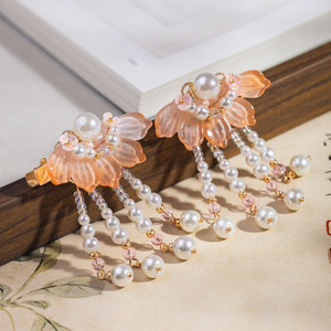 New Year children's tassel hair <b>clips</b>, Chinese style hair <b>clips</b>, girls' Hanfu side <b>clips</b>, princess <b>bow</b> <b>clips</b>, ancient costume - Product Image 2