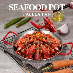 Ristorante commerciale in acciaio inox Paella friggere riso al forno Grill Pan Set per cucinare antiaderente spagnolo frutti di mare Pot