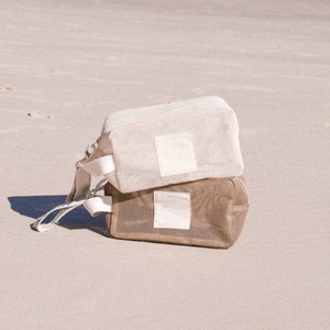 Bolsa de Cosméticos Personalizada con Logotipo Privado, Bolsa de Viaje <span class=keywords><strong>Grande</strong></span> para Accesorios de Maquillaje, Bolsa de <span class=keywords><strong>Playa</strong></span> de Malla para Mujer con Asa de Tela - Product Image 1