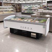 Table de préparation réfrigérée pour boissons, 260L, 4 portes coulissantes vitrées, refroidissement direct R290a, 2-8°C, acier inoxydable
