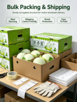 Boîte en carton ondulé kraft recyclé imprimée en quatre couleurs, personnalisée, pour l'emballage de fruits frais (melon, olive) – Vente en gros directe usine Chine
