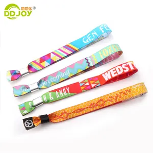 Hot Selling Cheap Polyester Wristband Woven Logo Disposable Fabric Plastic Snap Wristbands Bracelet