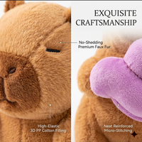 Peluche de Capibara Dormilón Kawaii Zen, Lindo Animal de Peluche con Bolso Bandolera de Frutas, Muñeco de Capibara Suave y Esponjoso para Niñas