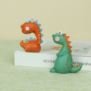 Figura de Dinosaurio Verde de Madera, 7.5x9.5x5cm, Tallada a Mano, Adorno de Escritorio, Decoración Animal, Regalo - Product Image 3