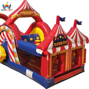Parcours d'obstacles gonflable coloré de cirque et de carnaval 35'L X 11'W X 14'H à louer pour le plaisir WINWAYTOYS - Product Image 6