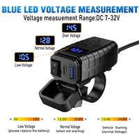 Cargador USB para Motocicleta y Automóvil, Doble Puerto, Resistente al Agua, con Pantalla Digital de Voltaje e Interruptor de Encendido/Apagado, 54W QC3.0+PD, Superventas