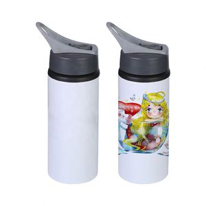 Botellas de agua de aluminio Prosub de 500 ml para deportes y viajes, vasos de sublimación en blanco de 17 oz con tapas y pajitas para excursiones al aire libre y agua hirviendo - Product Image 1