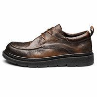Brounvanm – chaussures décontractées en cuir de vache pour hommes, style britannique, semelles épaisses, respirantes, antidérapantes, à lacets, pour jeunes, toutes saisons