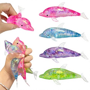 <b>Glitter</b> Dolphin Stress <b>Ball</b> Squishy Fidget Toy Soft Sensory Squeeze Toy Sea Animal Relaxation Gift - Product Image 3