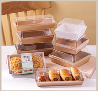 Boîte d'emballage en papier kraft personnalisée pour sandwich, hamburger, pain, hot-dog, boîte à pâtisserie transparente