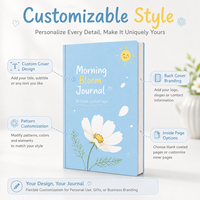 Anpassbares Morning Bloom A5 Blanko-Notizbuch mit Beschichtetem Papier, Hardcover, Gefalteter Broschürenbindung, Abgerundeten Ecken, 100 Blatt, Täglich