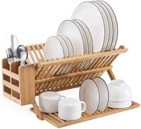 Estante Esquinero de Bambú de 18 Niveles, Escurridor de Platos Plegable con Almacenamiento para Especias y Botellas, para Islas y Carritos de Cocina